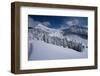 USA, Wyoming. Peaked Mountain and Mary's Nipple, Grand Targhee Resort with new snow.-Howie Garber-Framed Photographic Print