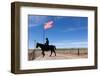 USA, Wyoming, Ranch, Sign, Cowboy, Us Flag-Catharina Lux-Framed Photographic Print