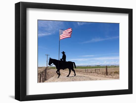 USA, Wyoming, Ranch, Sign, Cowboy, Us Flag-Catharina Lux-Framed Photographic Print