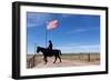 USA, Wyoming, Ranch, Sign, Cowboy, Us Flag-Catharina Lux-Framed Photographic Print