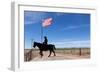 USA, Wyoming, Ranch, Sign, Cowboy, Us Flag-Catharina Lux-Framed Photographic Print