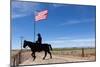 USA, Wyoming, Ranch, Sign, Cowboy, Us Flag-Catharina Lux-Mounted Photographic Print