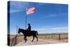 USA, Wyoming, Ranch, Sign, Cowboy, Us Flag-Catharina Lux-Stretched Canvas