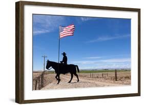 USA, Wyoming, Ranch, Sign, Cowboy, Us Flag-Catharina Lux-Framed Photographic Print