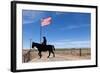 USA, Wyoming, Ranch, Sign, Cowboy, Us Flag-Catharina Lux-Framed Photographic Print