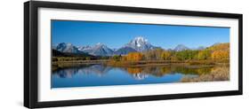USA, Wyoming. Reflection of Mount Moran and autumn aspens at the Oxbow, Grand Teton National Park.-Judith Zimmerman-Framed Photographic Print