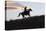 USA, Wyoming, Shell, The Hideout Ranch, Silhouette of Cowgirl with Horse at Sunset-Hollice Looney-Stretched Canvas