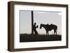 Usa, Wyoming, Shell, The Hideout Ranch, Silhouette of Man and Horse at Sunset-Hollice-Framed Photographic Print