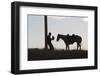 Usa, Wyoming, Shell, The Hideout Ranch, Silhouette of Man and Horse at Sunset-Hollice-Framed Photographic Print