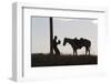 Usa, Wyoming, Shell, The Hideout Ranch, Silhouette of Man and Horse at Sunset-Hollice-Framed Photographic Print