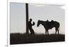 Usa, Wyoming, Shell, The Hideout Ranch, Silhouette of Man and Horse at Sunset-Hollice-Framed Photographic Print