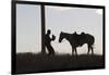 Usa, Wyoming, Shell, The Hideout Ranch, Silhouette of Man and Horse at Sunset-Hollice-Framed Photographic Print