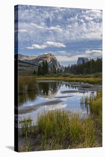 USA, Wyoming. White Rock Mountain and Squaretop Peak above Green River wetland-Howie Garber-Stretched Canvas