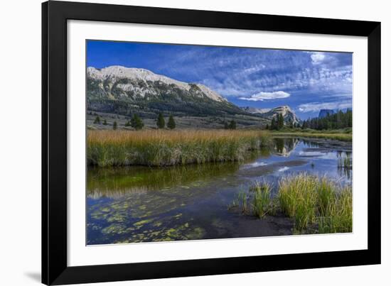 USA, Wyoming. White Rock Mountain and Squaretop Peak above Green River wetland-Howie Garber-Framed Photographic Print