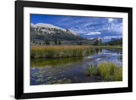 USA, Wyoming. White Rock Mountain and Squaretop Peak above Green River wetland-Howie Garber-Framed Photographic Print