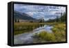 USA, Wyoming. White Rock Mountain and Squaretop Peak above Green River wetland-Howie Garber-Framed Stretched Canvas