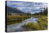 USA, Wyoming. White Rock Mountain and Squaretop Peak above Green River wetland-Howie Garber-Stretched Canvas