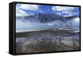 USA Wyoming Yellowstone National Park Grand Prismatic Spring Mist over Hot Spring in Winter Landsca-Nosnibor137-Framed Stretched Canvas