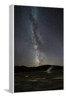 USA, Wyoming, Yellowstone National Park. Meteor streaks across Milky Way.-Jaynes Gallery-Framed Stretched Canvas