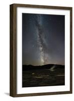 USA, Wyoming, Yellowstone National Park. Meteor streaks across Milky Way.-Jaynes Gallery-Framed Photographic Print