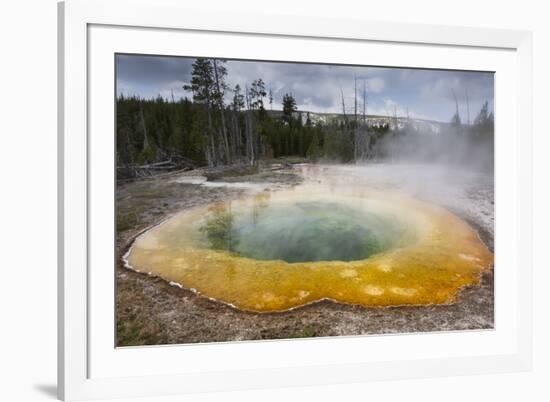 USA, Wyoming, Yellowstone National Park. Morning Glory Pool landscape.-Jaynes Gallery-Framed Photographic Print