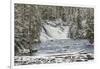 USA, Wyoming, Yellowstone National Park. Snowy landscape with Lewis Falls and Lewis River.-Jaynes Gallery-Framed Photographic Print