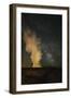 USA, Wyoming, Yellowstone NP. Milky Way and erupting Old Faithful Geyser.-Jaynes Gallery-Framed Photographic Print