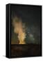 USA, Wyoming, Yellowstone NP. Milky Way and erupting Old Faithful Geyser.-Jaynes Gallery-Framed Stretched Canvas