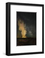 USA, Wyoming, Yellowstone NP. Milky Way and erupting Old Faithful Geyser.-Jaynes Gallery-Framed Photographic Print