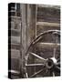 USA, WyomingCody, Old Wagon Well in Western Town-Terry Eggers-Stretched Canvas