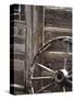 USA, WyomingCody, Old Wagon Well in Western Town-Terry Eggers-Stretched Canvas