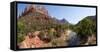 USA, Zion National Park, Panorama, Watchman and Virgin River-Catharina Lux-Framed Stretched Canvas