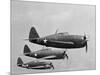 USAAF P-47 Thunderbolt Fighter Planes in Flight-null-Mounted Photographic Print