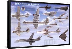 USAF Strategic Airplane Bombers Educational Military Chart Poster-null-Framed Poster