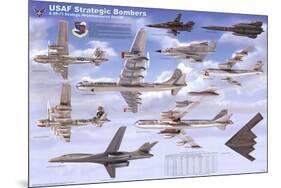 USAF Strategic Airplane Bombers Educational Military Chart Poster-null-Mounted Poster