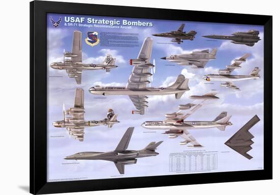 USAF Strategic Airplane Bombers Educational Military Chart Poster-null-Framed Poster