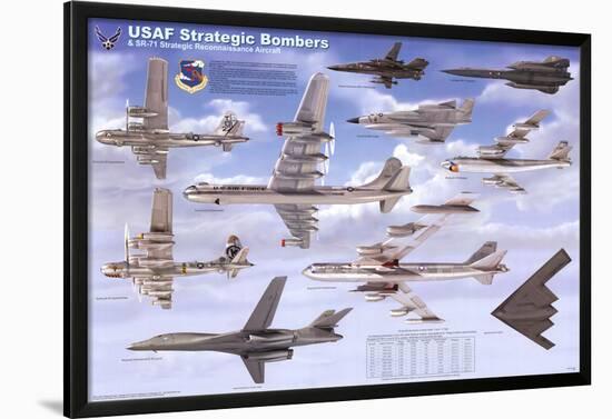 USAF Strategic Airplane Bombers Educational Military Chart Poster-null-Lamina Framed Poster