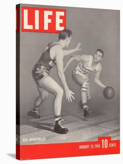 USC Basketball Player Ralph Vaughn Dribbling Past Teammate Tom McGarvin, January 15, 1940-David Scherman-Stretched Canvas