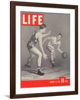 USC Basketball Player Ralph Vaughn Dribbling Past Teammate Tom McGarvin, January 15, 1940-David Scherman-Framed Photographic Print