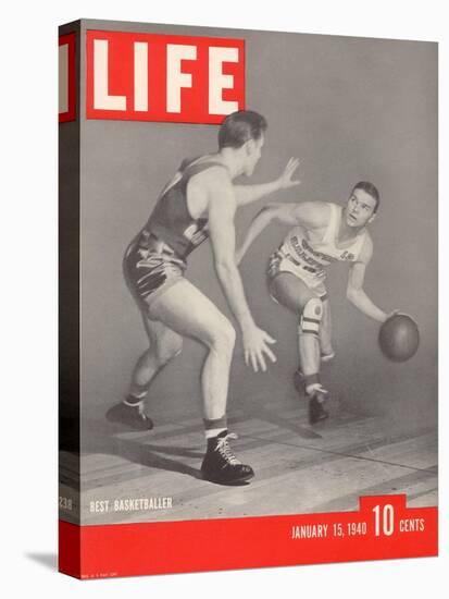 USC Basketball Player Ralph Vaughn Dribbling Past Teammate Tom McGarvin, January 15, 1940-David Scherman-Stretched Canvas