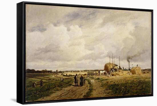 Use of the First Threshing Machine at Lankow, Schwerin, 1882-Carl Malchin-Framed Stretched Canvas