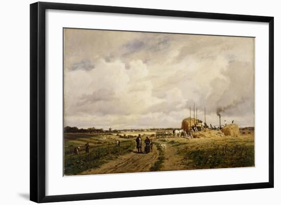 Use of the First Threshing Machine at Lankow, Schwerin, 1882-Carl Malchin-Framed Giclee Print