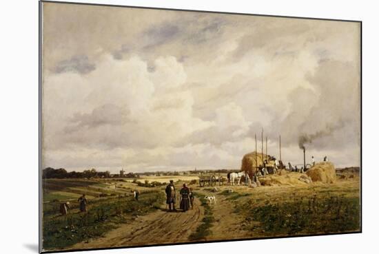 Use of the First Threshing Machine at Lankow, Schwerin, 1882-Carl Malchin-Mounted Giclee Print