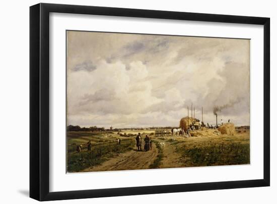 Use of the First Threshing Machine at Lankow, Schwerin, 1882-Carl Malchin-Framed Giclee Print