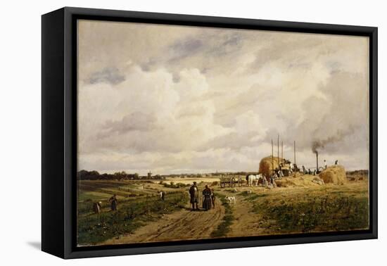 Use of the First Threshing Machine at Lankow, Schwerin, 1882-Carl Malchin-Framed Stretched Canvas