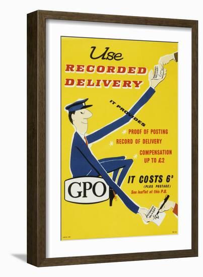 Use Recorded Delivery, Price 6D-null-Framed Art Print