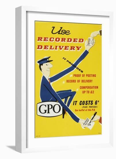 Use Recorded Delivery, Price 6D-null-Framed Art Print