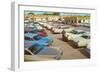 Used Car Lot, Lots of Fins-null-Framed Art Print