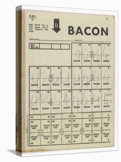 Used Page of Bacon Coupons from a Ration Book-null-Stretched Canvas