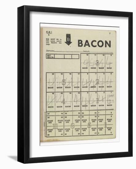 Used Page of Bacon Coupons from a Ration Book-null-Framed Art Print